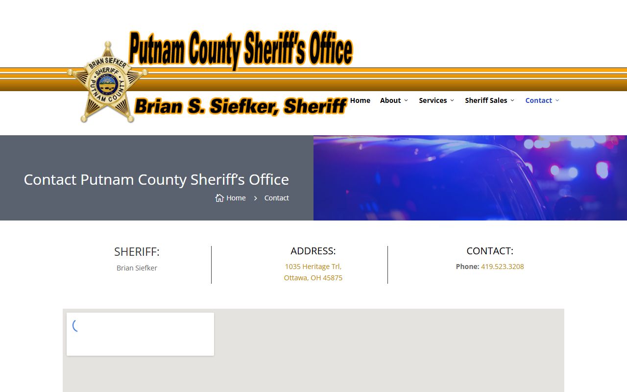 Putnam County inmate records sheriff contact and jail phone screenshot